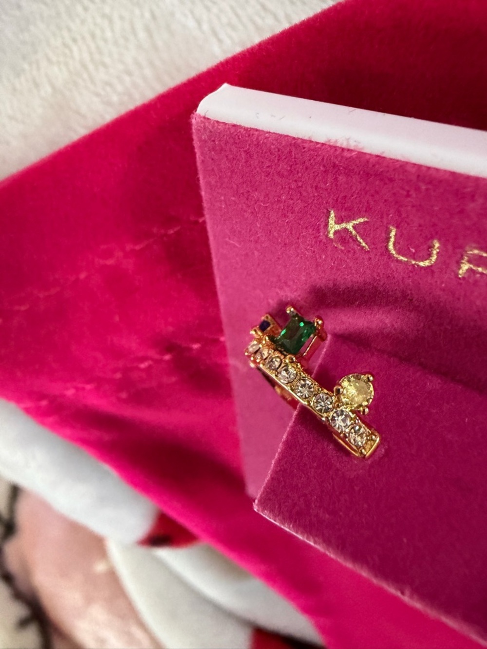 $68 Kurt Geiger London Multi Color Mixed Cut Crystal Hoop Earrings gold - Picture 12 of 12